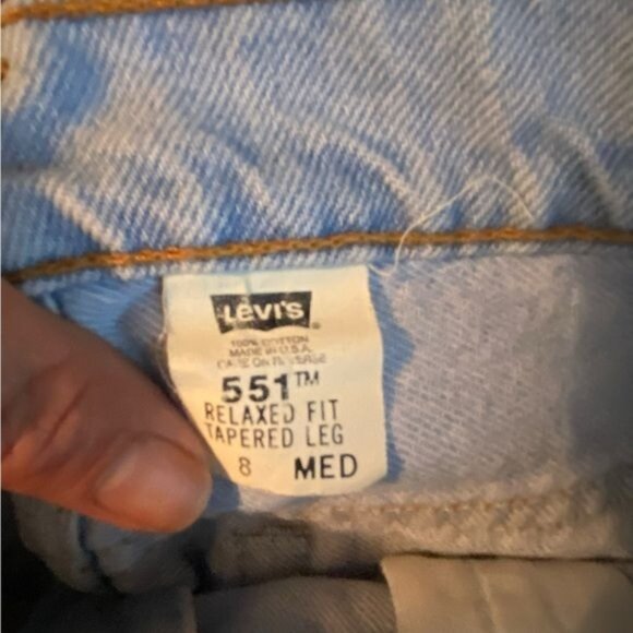 Levis 551 Relaxed Fit Tapered Leg Barrel Jeans Size 8 Faded 90s Y2K Bohemian - Picture 7 of 8